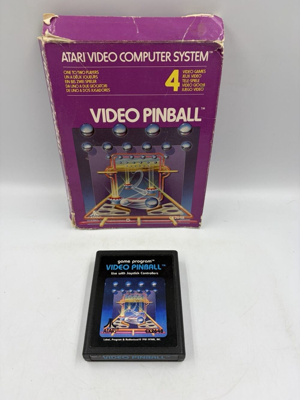 Video Pinball - Authentic Atari 2600 Game w/ Manual: Tested & Works